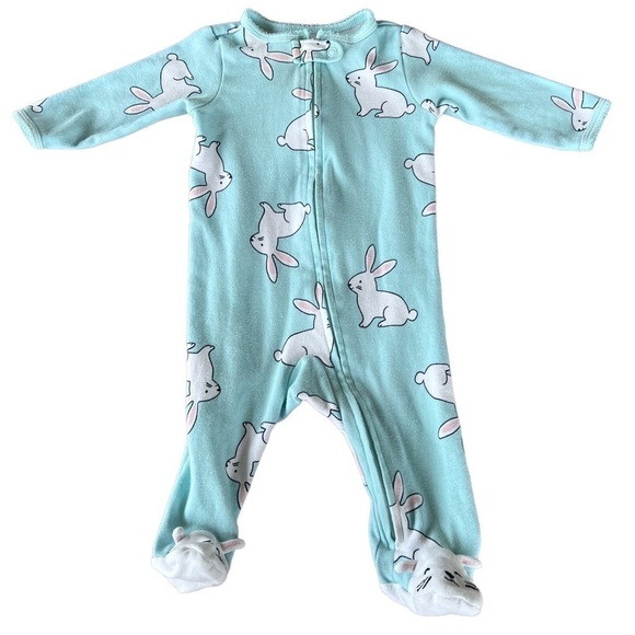 Carter’s Easter Bunny Zip Front One-Piece Footed Sleeper Baby 6 Months Blue GUC - Picture 5 of 11